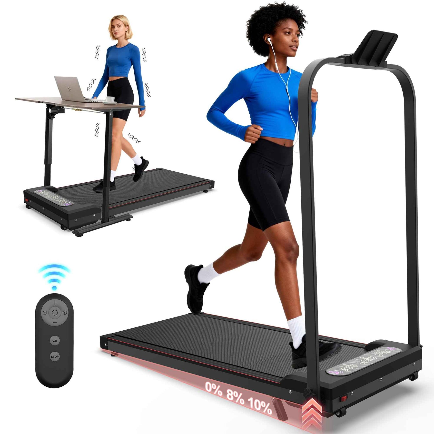 Foldable Under-Desk Walking Pad with Handlebar & Incline under-desk walking pad