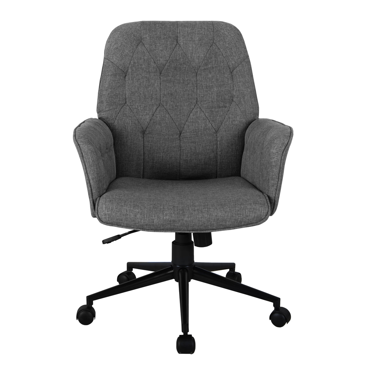 Techni Mobili Modern Upholstered Tufted Office Chair with Arms, Grey for home office seating