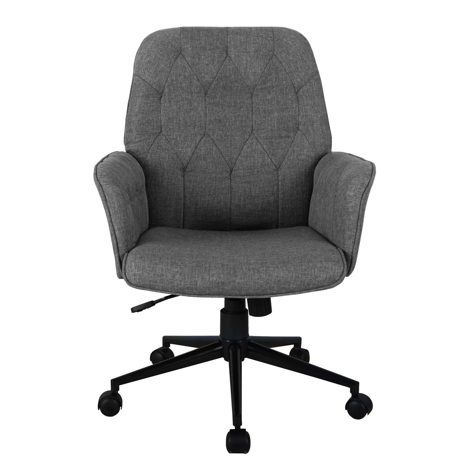 Techni Mobili Modern Upholstered Tufted Office Chair with Arms, Grey for home office seating