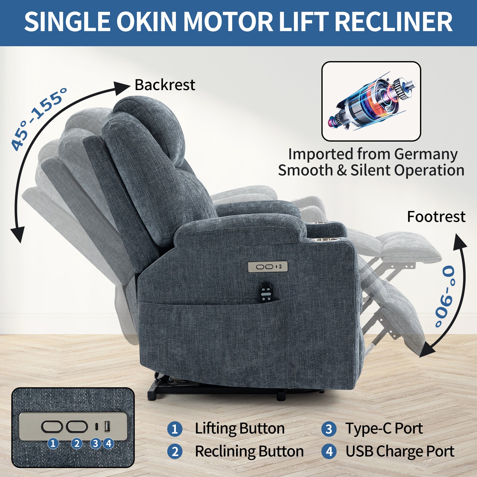 Dual-Motor Leather-Air Power Lift Recliner detail image 64