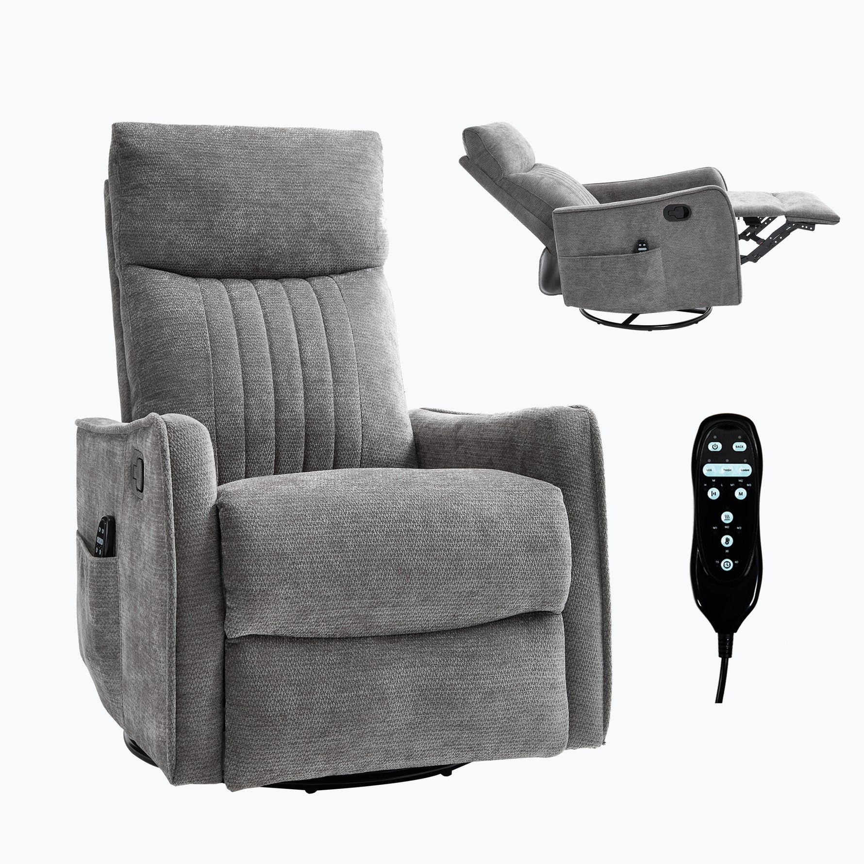 Heat Massage Manual Recliner Chair with Rocker and Swivel in Fabric for Living detail image 13