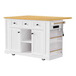 53 in. Farmhouse Kitchen Island with Power Outlet & Stools product view 55