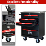 Rolling 5-Drawer Steel Tool Chest with Stainless Steel Top for workshop, garage, storage, or utility use