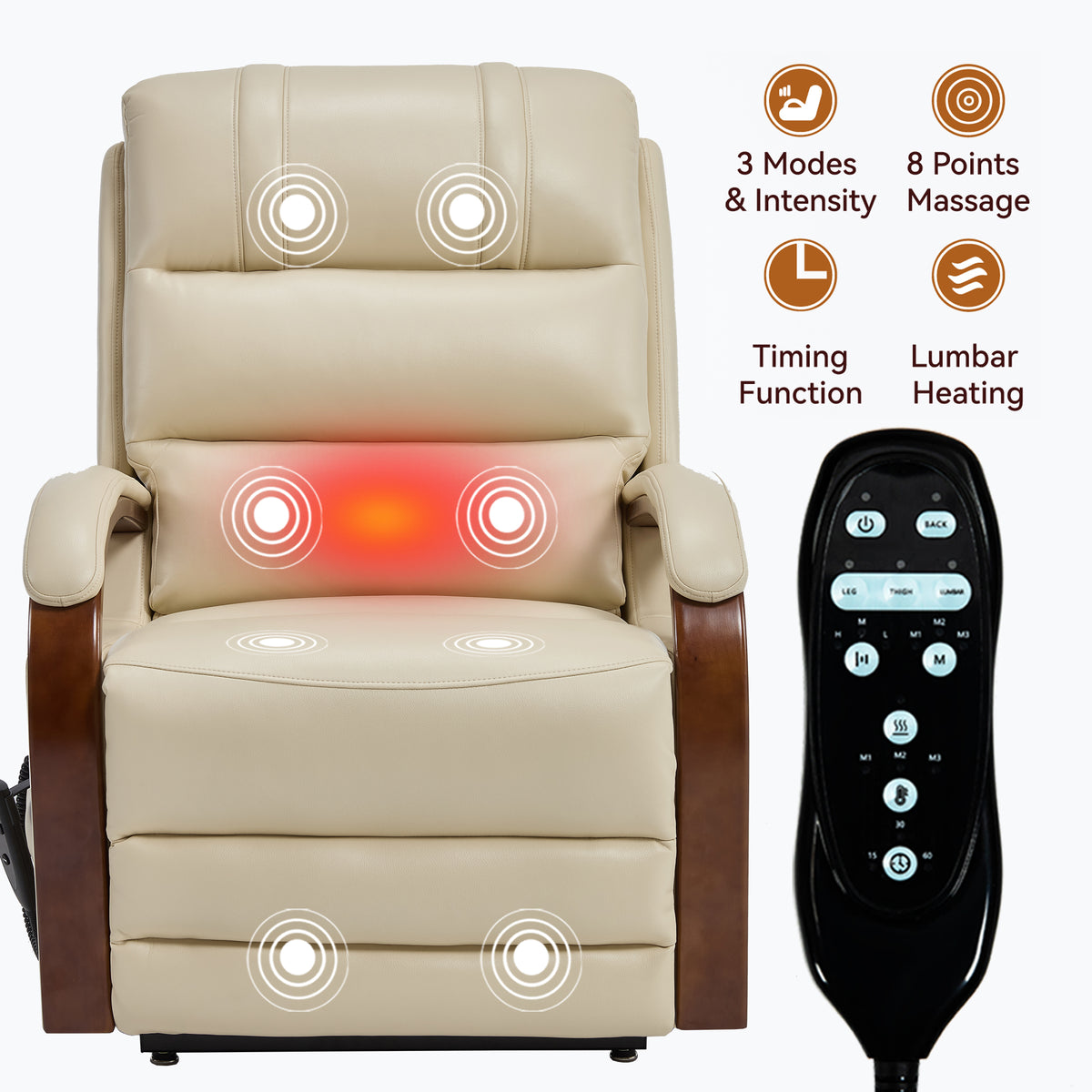 Dual-Motor Leather-Air Power Lift Recliner detail image 27