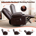Rocker Recliner Chair with Massage and Heat for Adults, 360°Swivel detail image 5