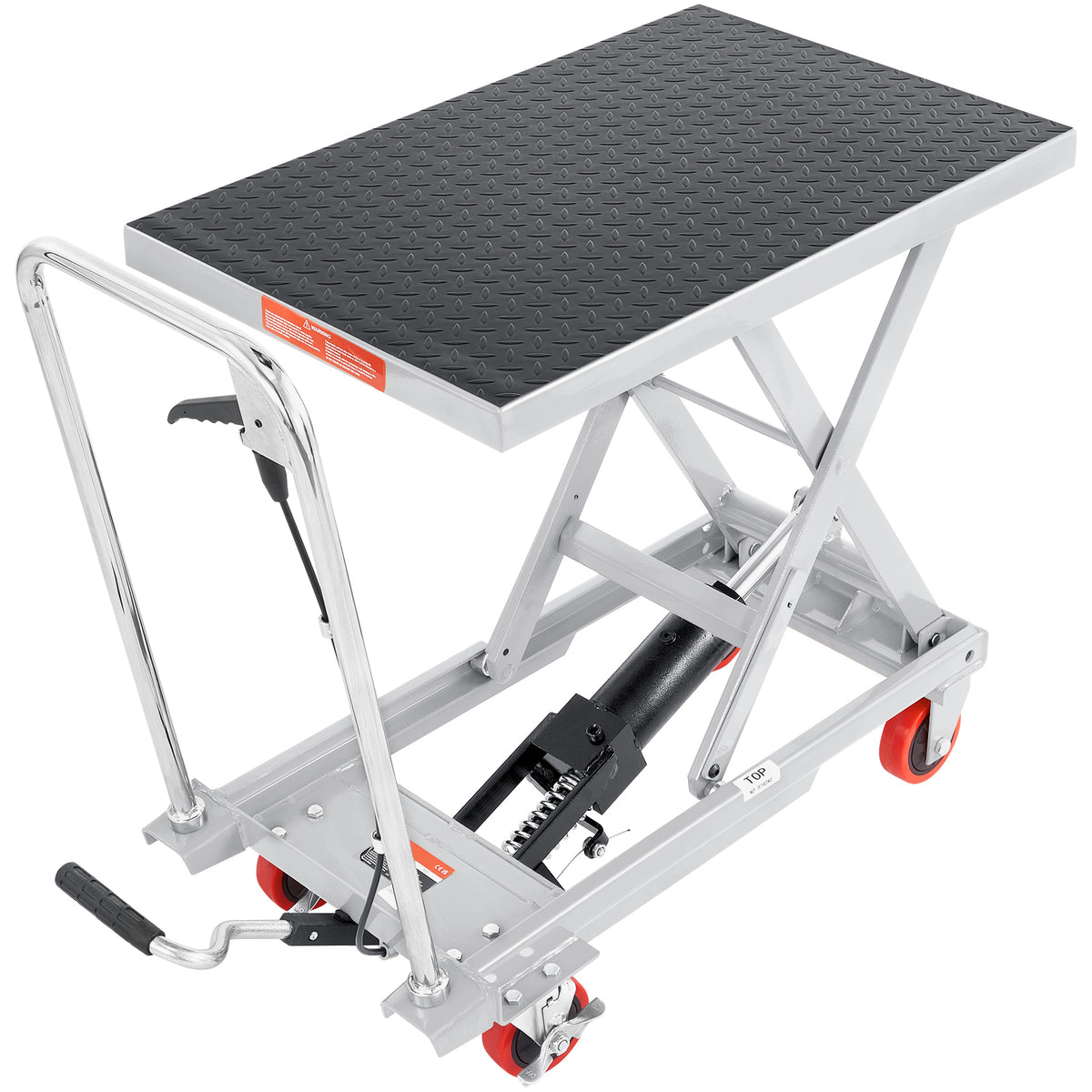 Manual Hydraulic Scissor Lift Table Cart with Non-Slip Pad for workshop, garage, storage, or utility use