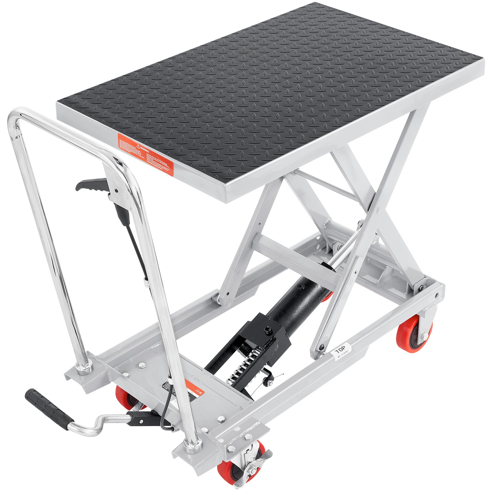 Manual Hydraulic Scissor Lift Table Cart with Non-Slip Pad for workshop, garage, storage, or utility use