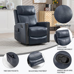 Genuine Leather Heat Massage Manual Recliner Chair with Rocker and Swivel for Living Room detail image 46