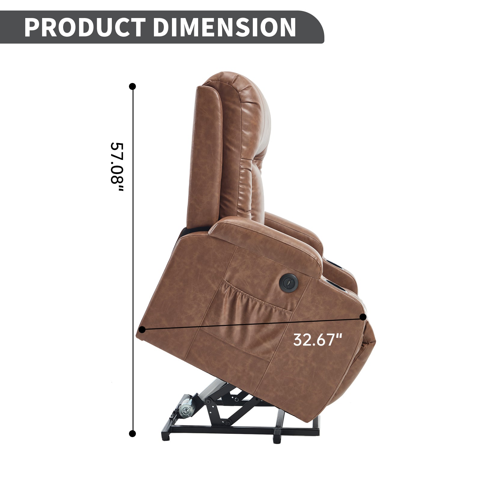 PU Infinite Position Up to 350 lb Single Motor Power Lift Recliner Chair detail image 33