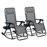 Outsunny Folding Zero Gravity Rocking Chair Set detail image 10
