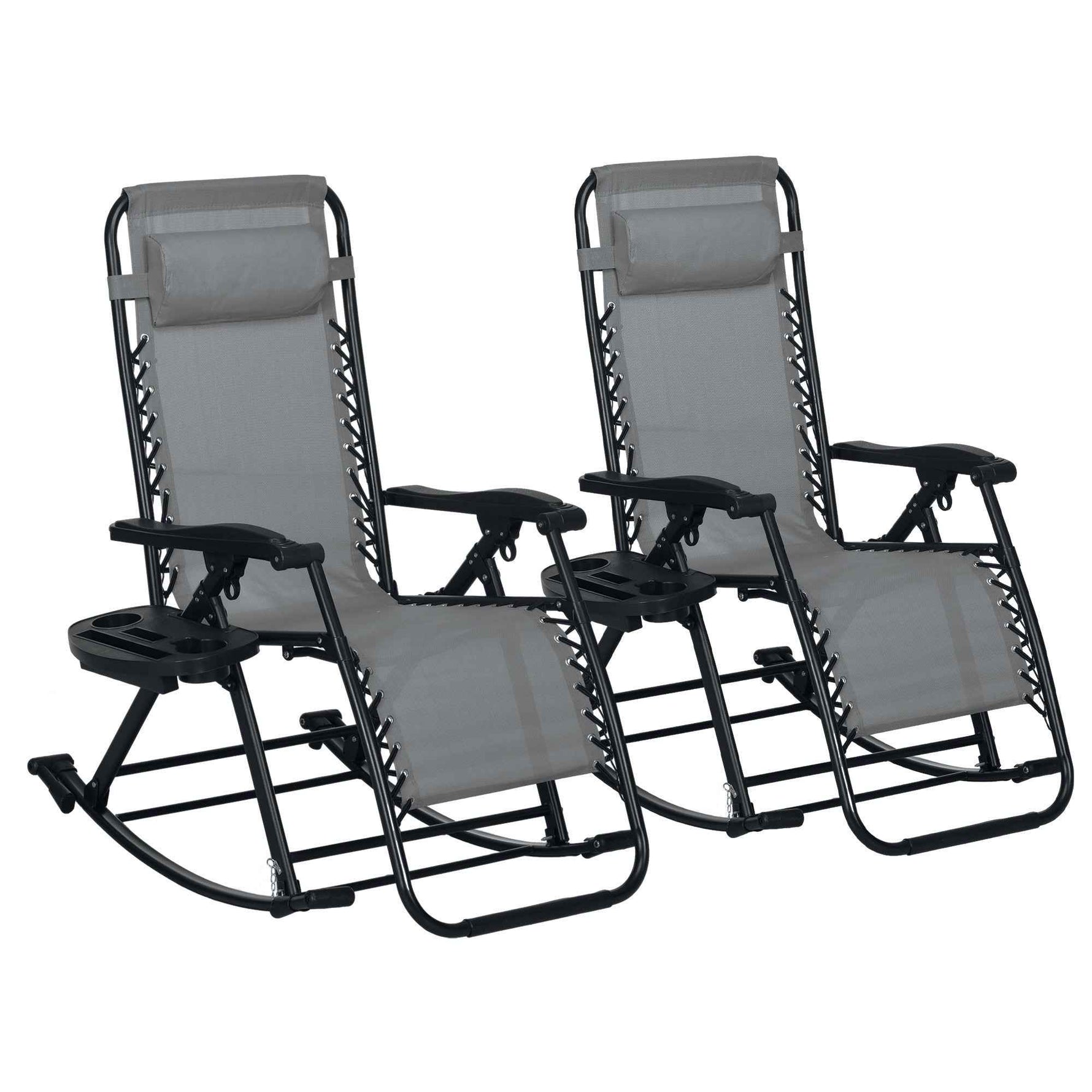 Outsunny Folding Zero Gravity Rocking Chair Set detail image 10