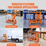 Manual Hydraulic Scissor Lift Table Cart with Non-Slip Pad for workshop, garage, storage, or utility use
