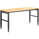 VEVOR Adjustable Height Hardwood Workbench with Power Outlets for workshop, garage, storage, or utility use