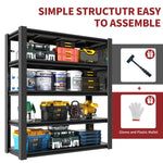 Industrial Heavy-Duty Metal 5-Tier Adjustable Shelving Unit with Pegboard for workshop, garage, storage, or utility use