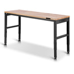 VEVOR Adjustable Height Hardwood Workbench with Power Outlets for workshop, garage, storage, or utility use