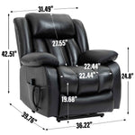 Dual-Motor Power Lift Genuine Leather Heat & Massage Recliner detail image 3