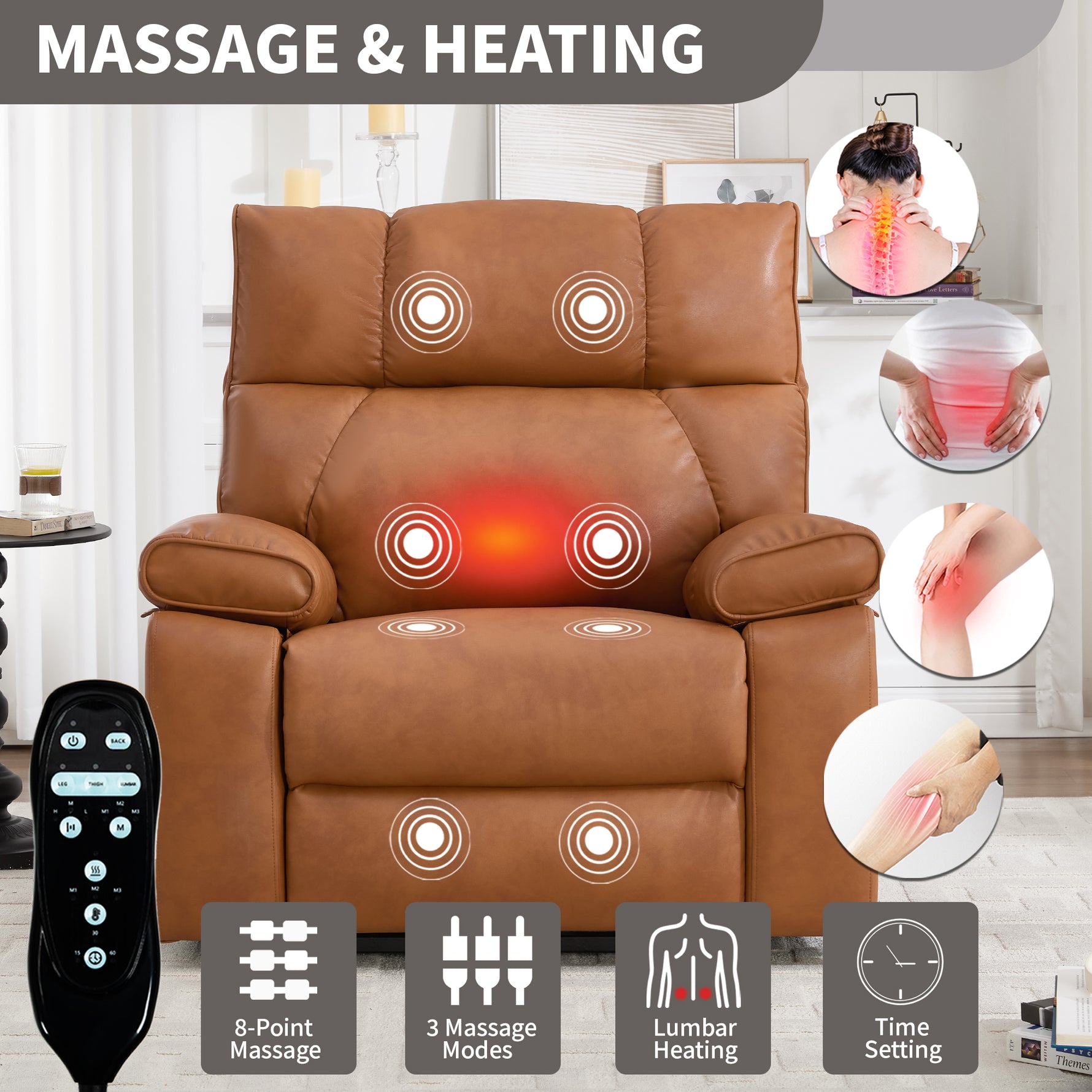 Dual-Motor Power Lift Recliner with Heat & Massage, 350 lb Capacity detail image 156