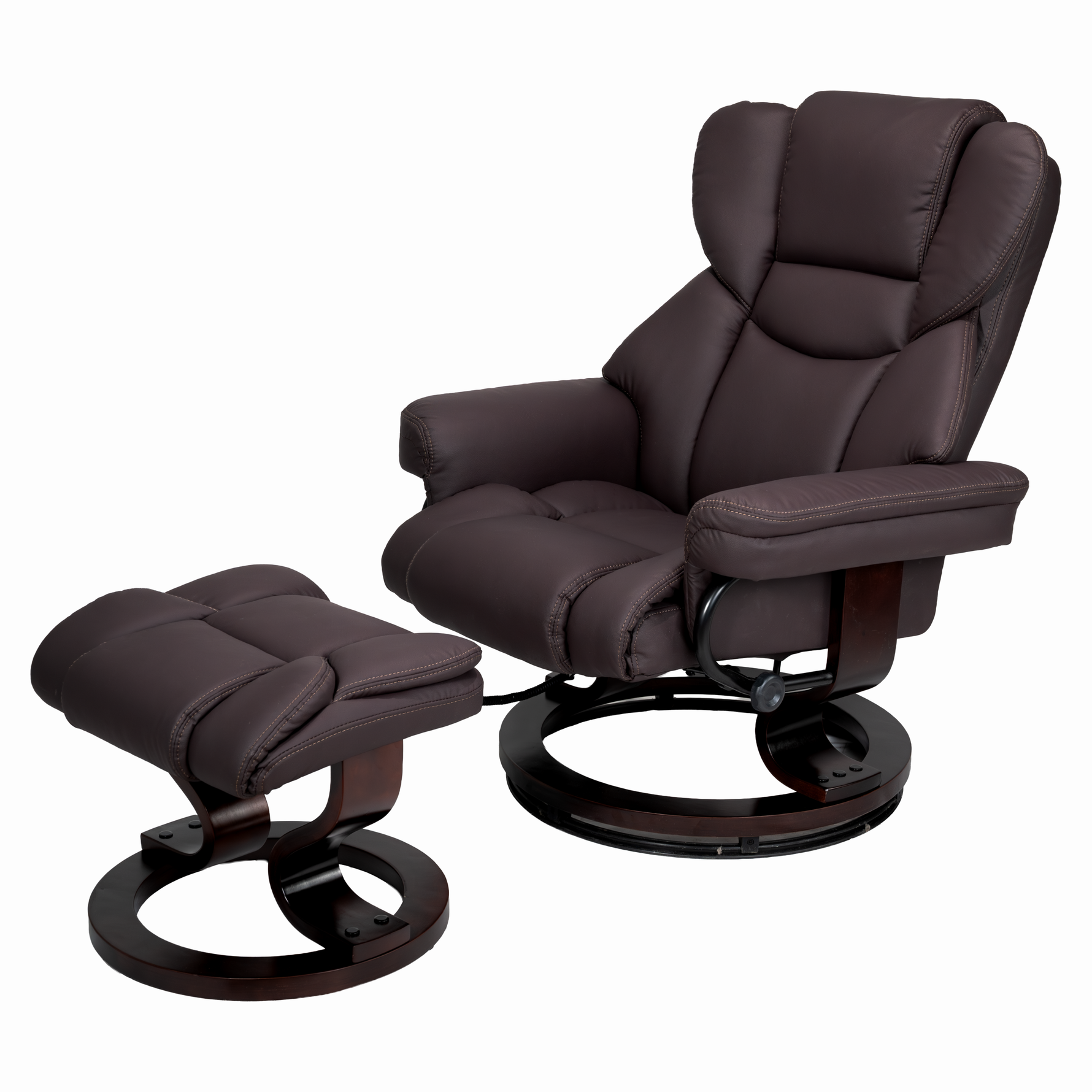 8-Point Massage Recliner with Ottoman, Heated Reclining Chair, Bent Wood Base detail image 34