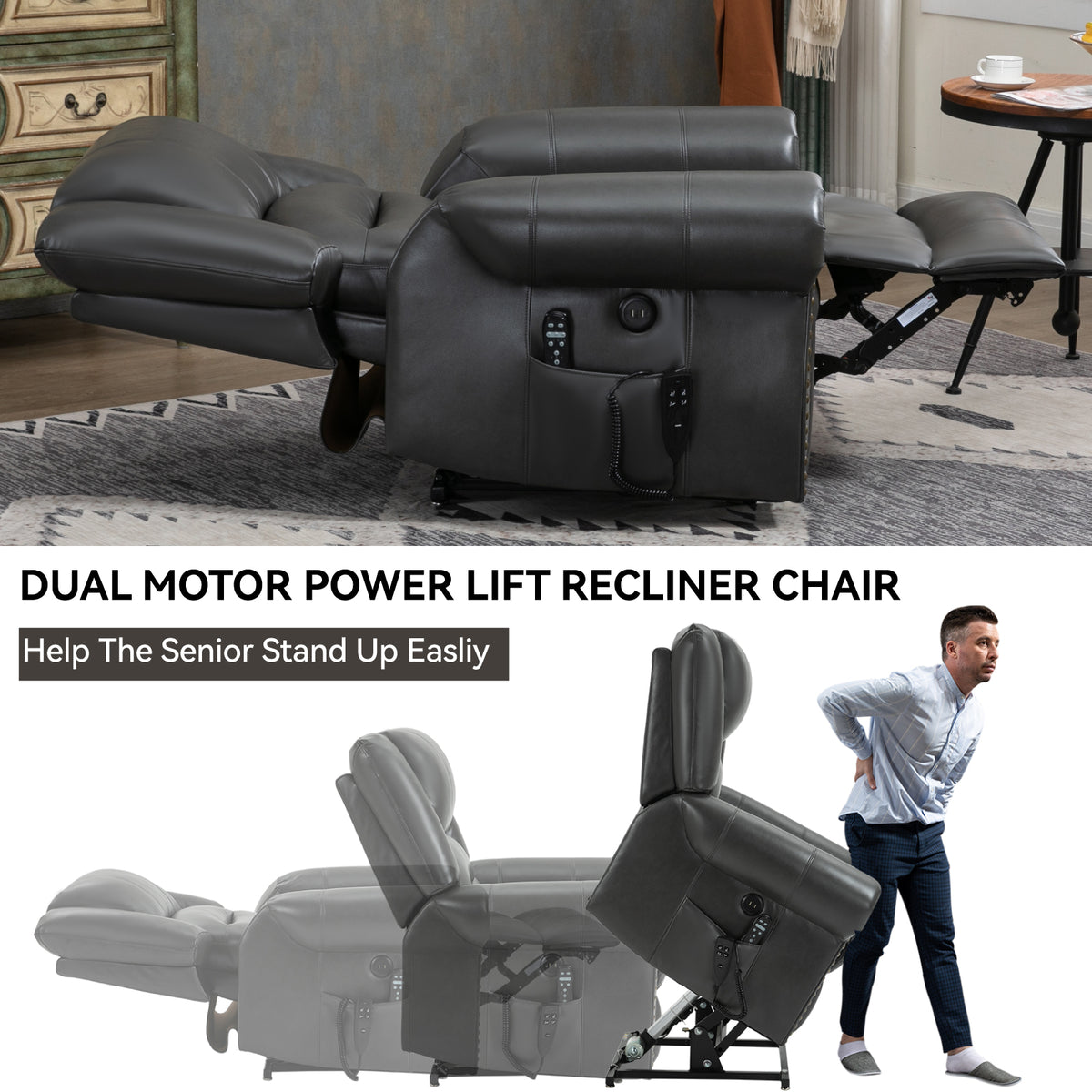 Dual-Motor Power Lift Heat & Massage Recliner detail image 51