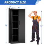 Locking Steel Garage Storage Cabinet with 4 Adjustable Shelves for workshop, garage, storage, or utility use