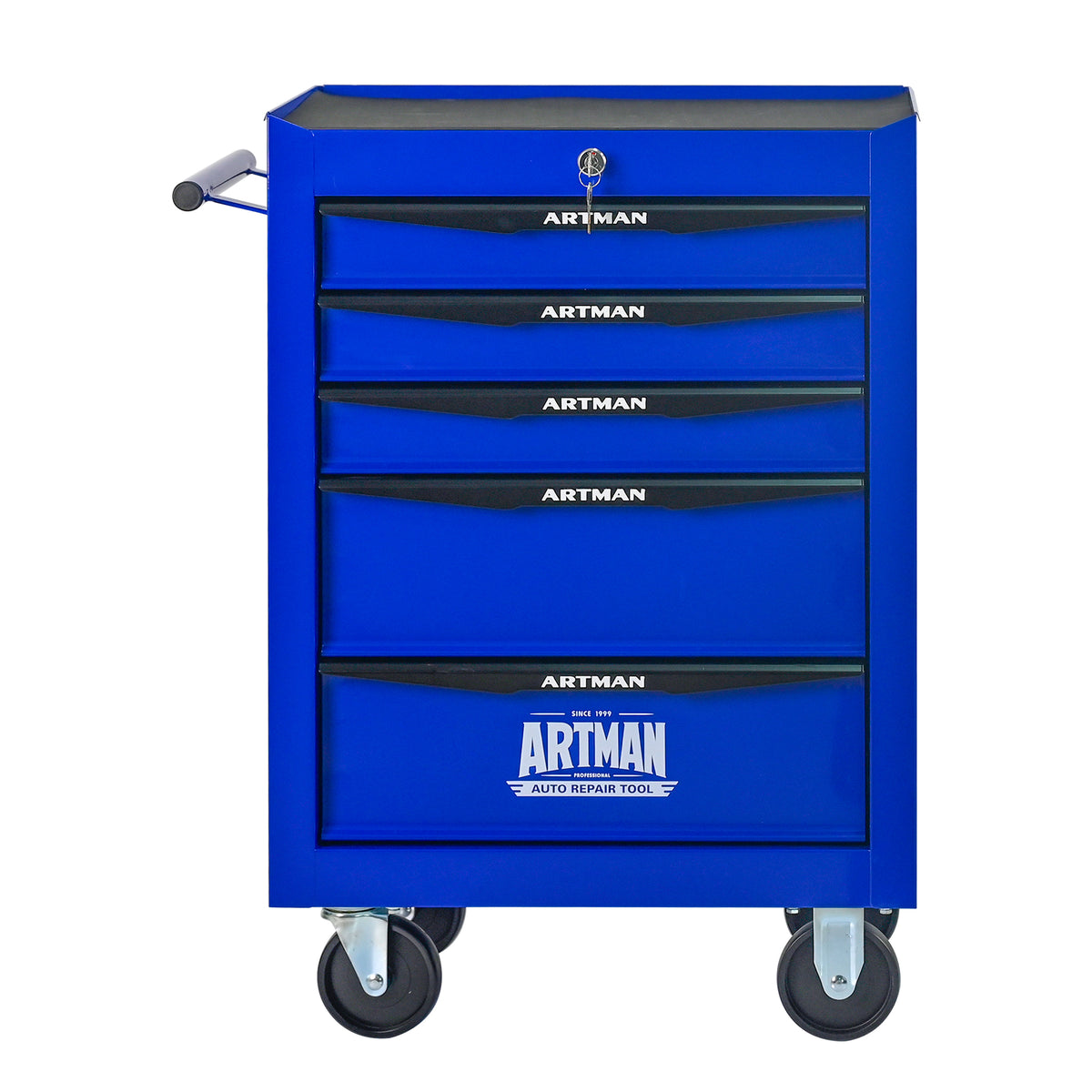 Rolling 5-Drawer Steel Tool Chest with Stainless Steel Top for workshop, garage, storage, or utility use