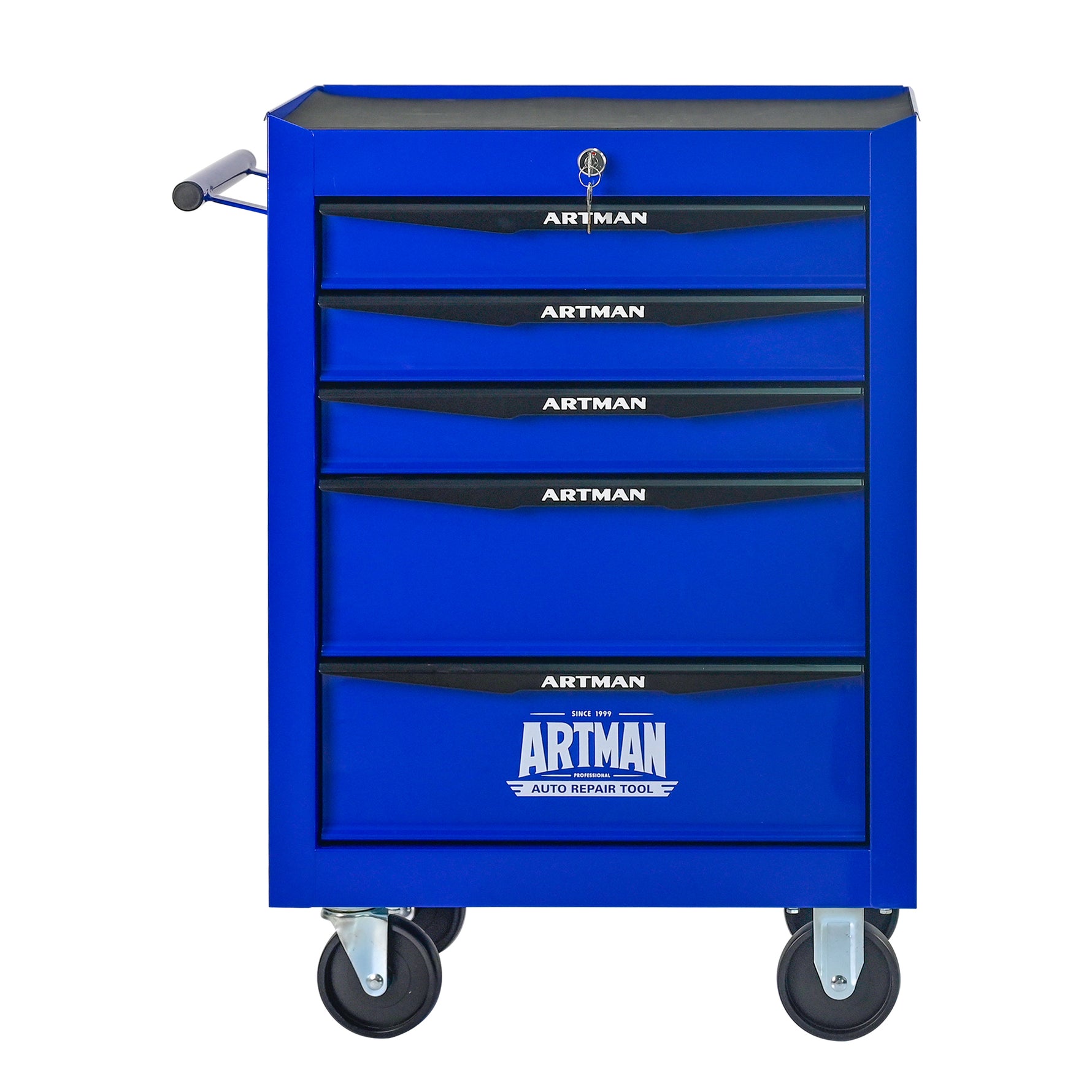 Rolling 5-Drawer Steel Tool Chest with Stainless Steel Top for workshop, garage, storage, or utility use