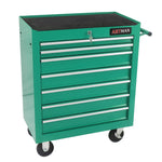 7-Drawer Multifunctional Tool Cart with Wheels - Green for workshop, garage, storage, or utility use