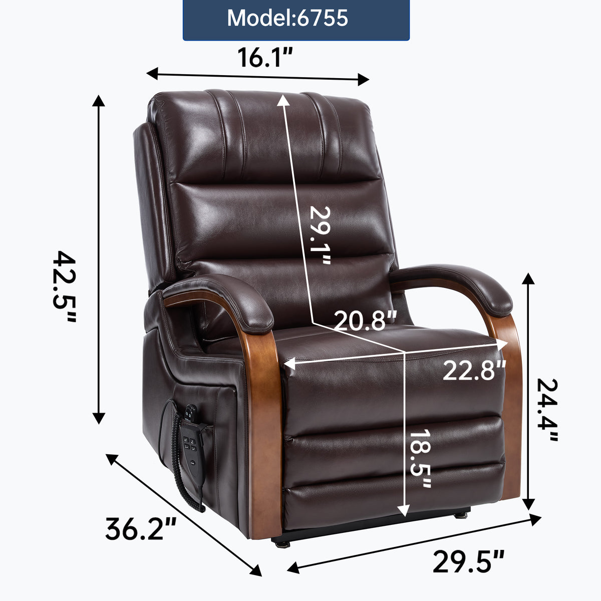 Dual-Motor Leather-Air Power Lift Recliner detail image 14