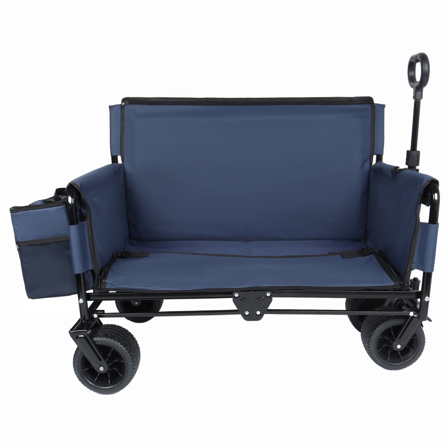 3-in-1 Folding Wagon Cart with Bench Seat & Storage for workshop, garage, storage, or utility use