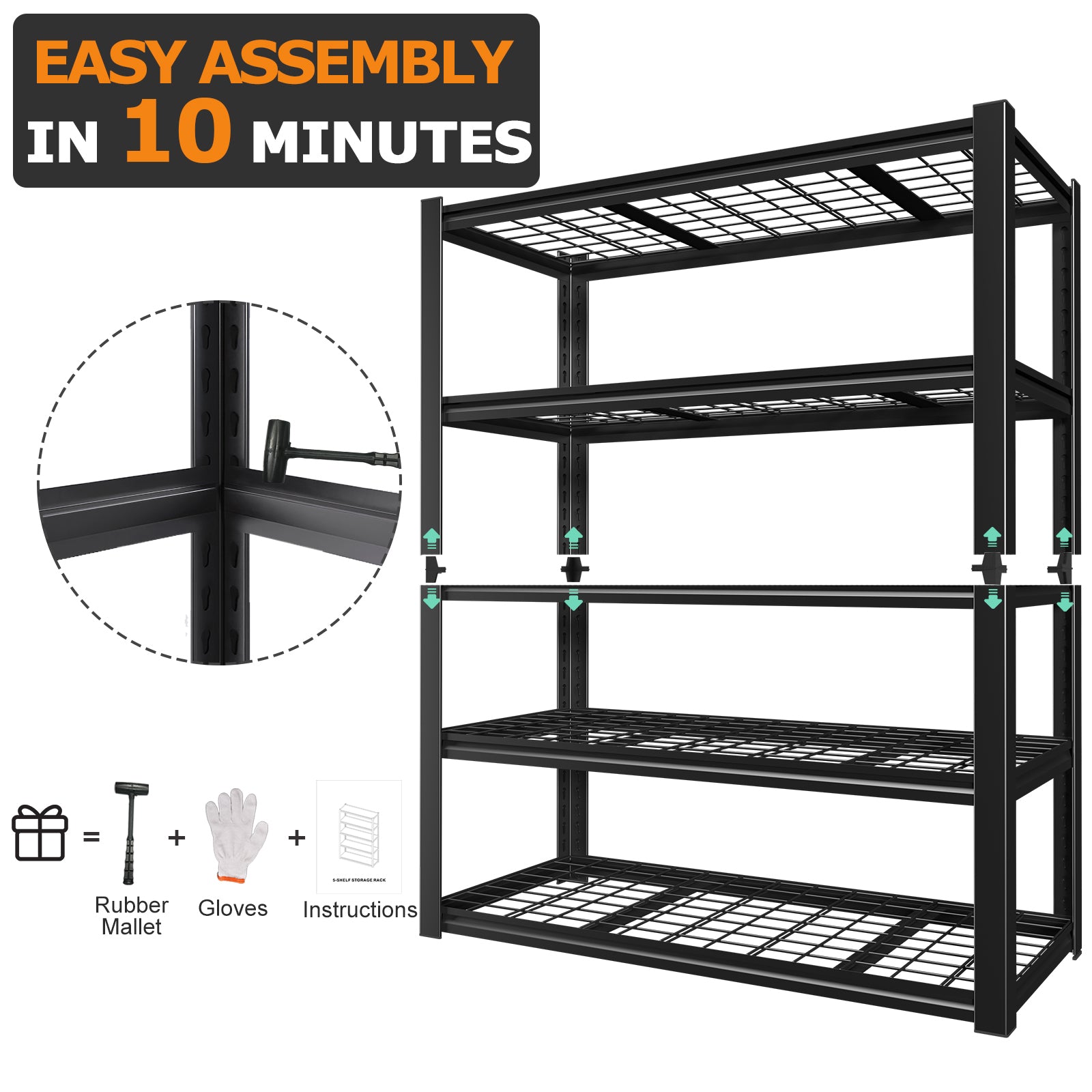 59" Heavy-Duty Metal Garage Storage Rack for workshop, garage, storage, or utility use