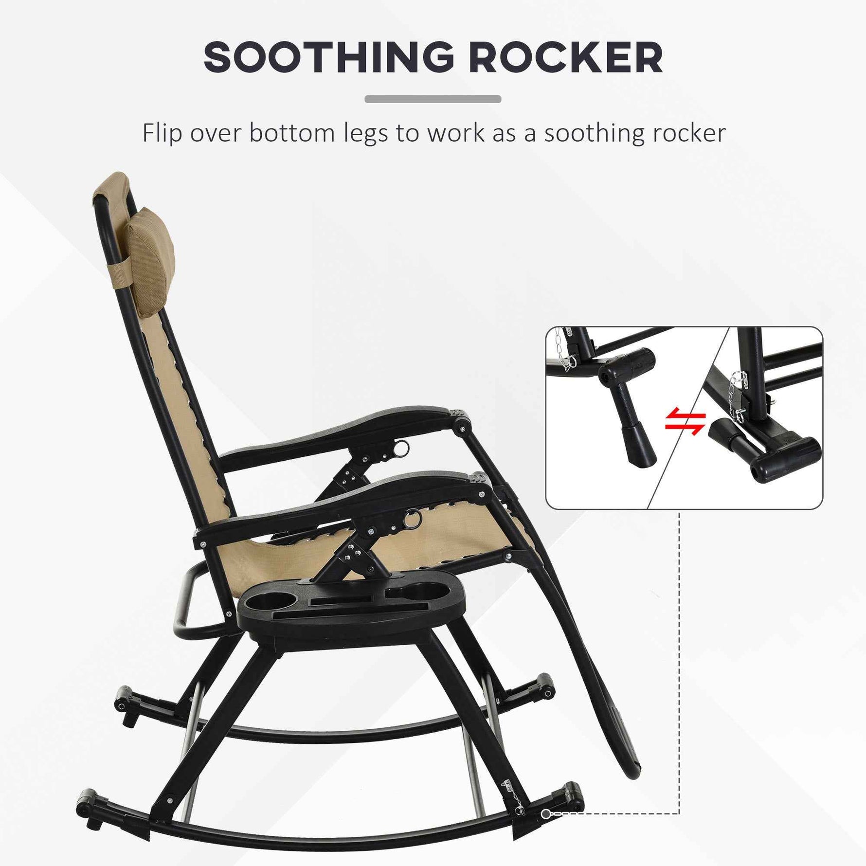 Outsunny Folding Zero Gravity Rocking Chair Set detail image 26