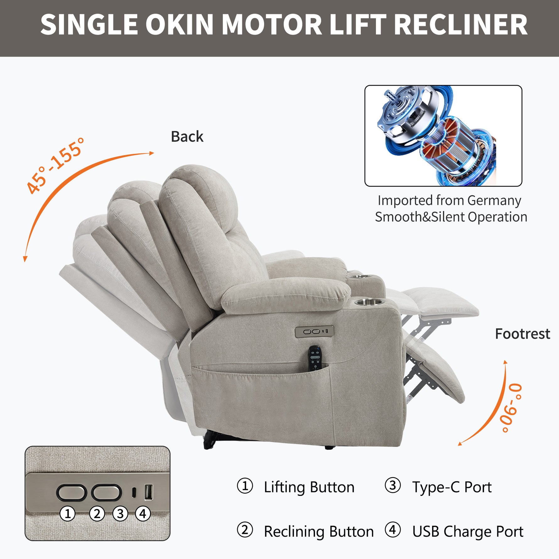 Dual-Motor Leather-Air Power Lift Recliner detail image 53