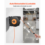 Retractable Heavy-Duty Extension Cord Reel with Triple-Tap Outlet for workshop, garage, storage, or utility use