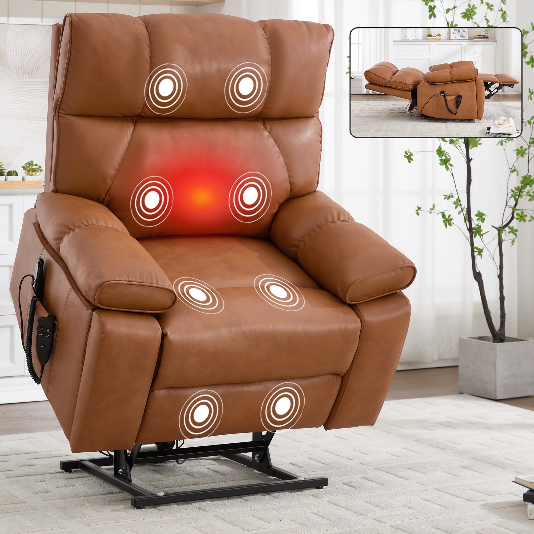 Dual-Motor Power Lift Recliner with Heat & Massage, 350 lb Capacity detail image 163