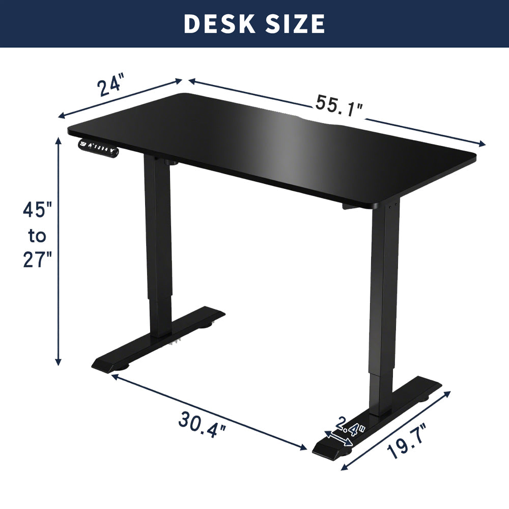 55" x 24" Electric Standing Desk workspace desk setup