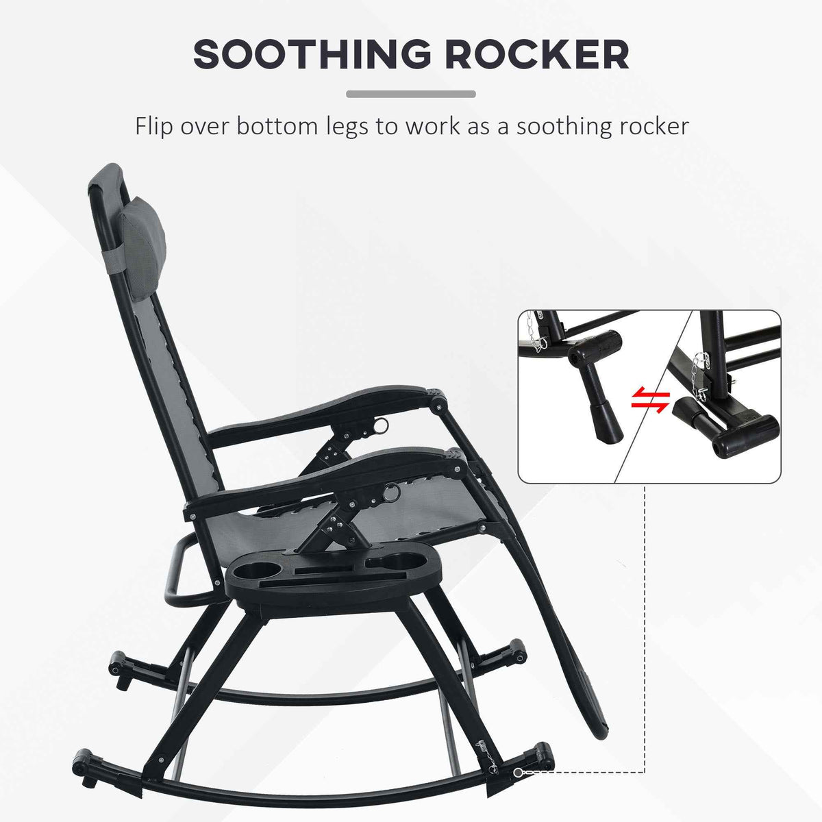 Outsunny Folding Zero Gravity Rocking Chair Set detail image 17