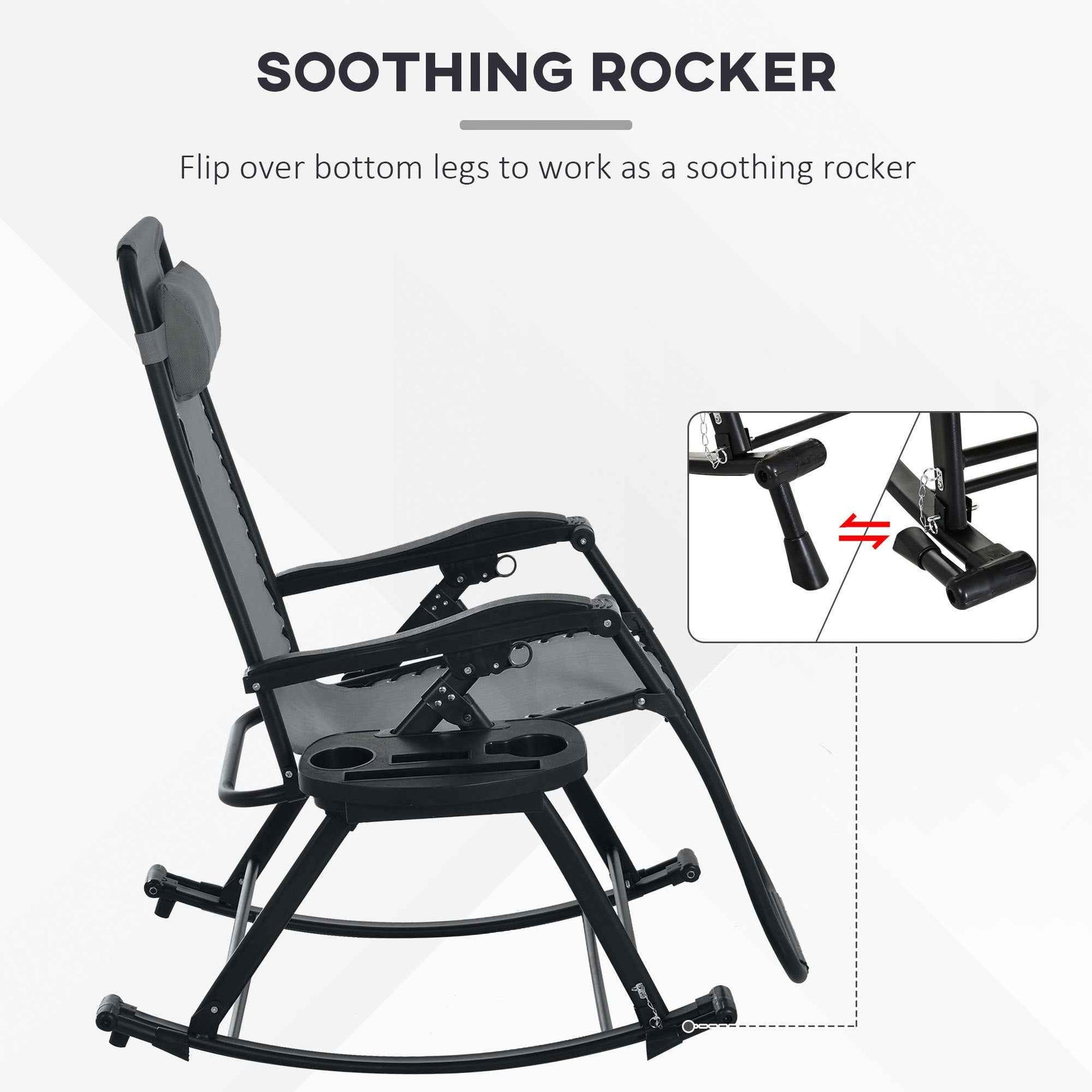 Outsunny Folding Zero Gravity Rocking Chair Set detail image 17