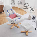 Modern Heated Massage 360° Swivel Recliner Accent Chair with Ottoman, Ergonomic detail image 2