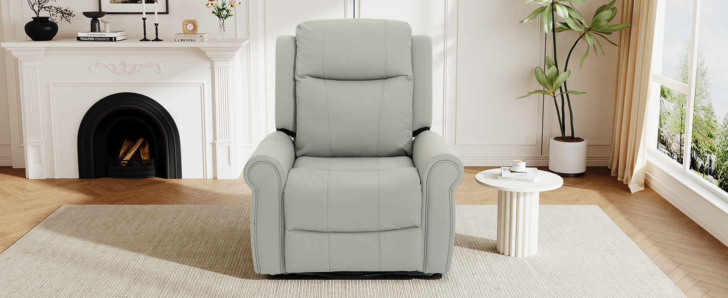Modern PU Leather Manual Recliner Chair with 270° Swivel, Massage detail image 40