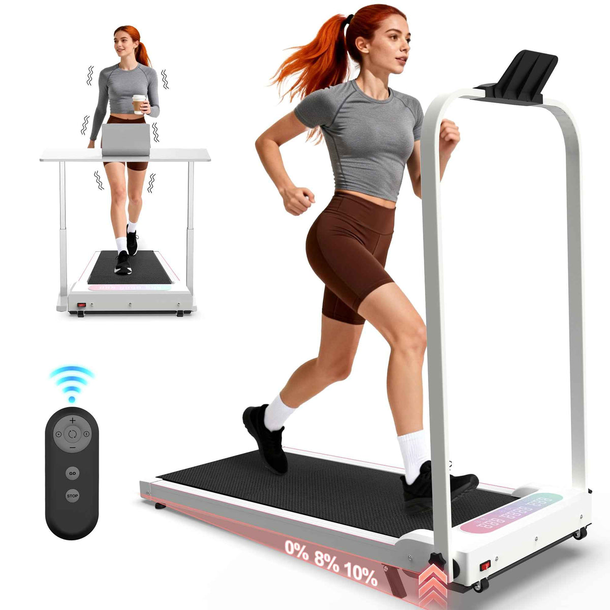 Foldable Under-Desk Walking Pad with Handlebar & Incline under-desk walking pad