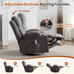 Swivel Rocker Recliner Chair with Vibration Massage, Heat, USB Port and Cup Holderrs detail image 29