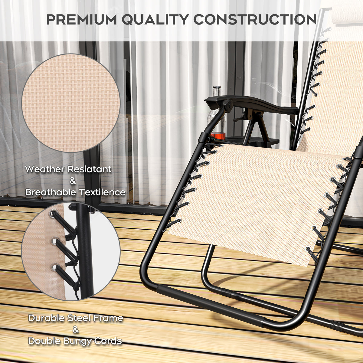 Folding Zero Gravity Lounge Chair with Headrest detail image 3