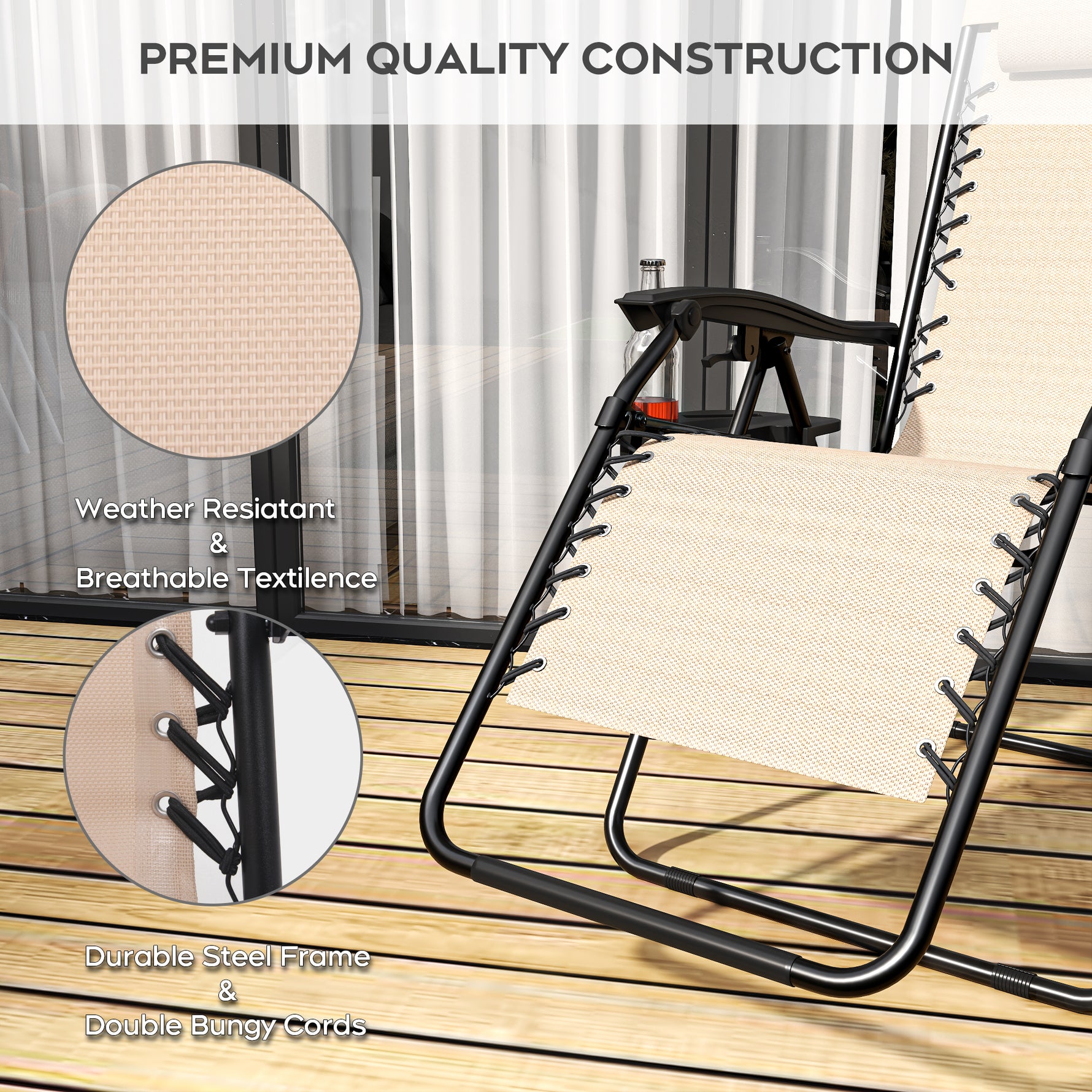 Folding Zero Gravity Lounge Chair with Headrest detail image 3