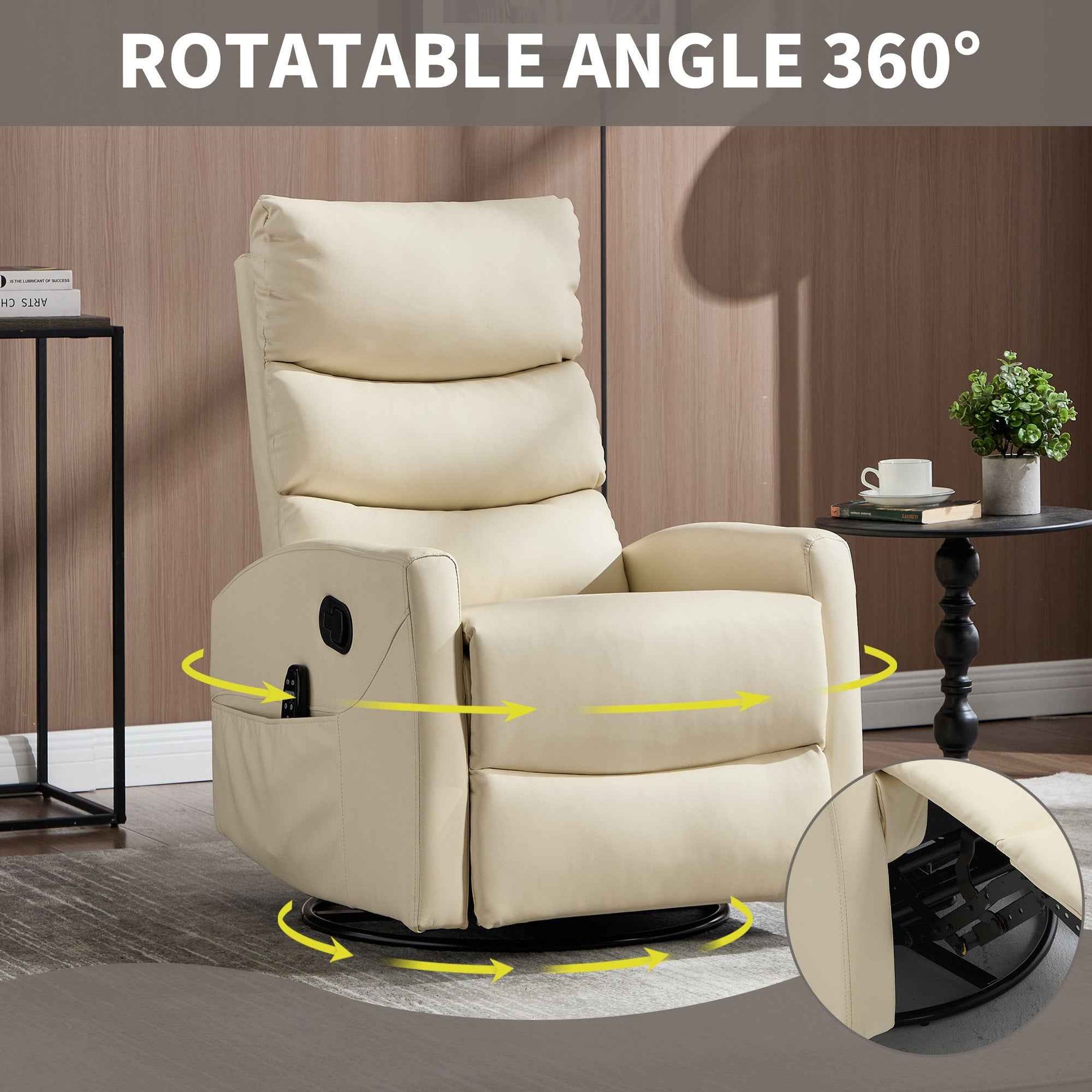Heat Massage Manual Recliner Chair with Rocker and Swivel in Faux Leather for Living Room detail image 28