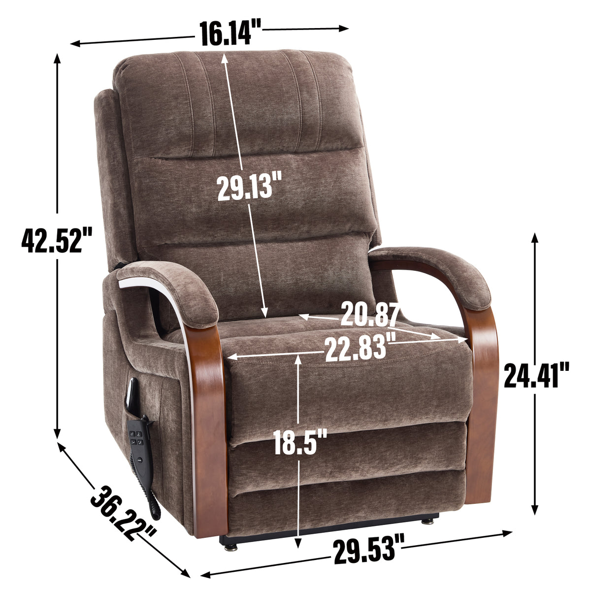 Power Chenille Lift Recliner Chair Dual Motor Infinite Position Up to 350 Pounds detail image 37
