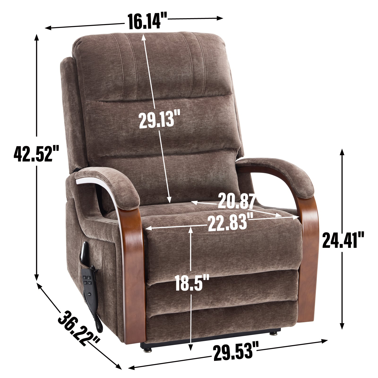 Power Chenille Lift Recliner Chair Dual Motor Infinite Position Up to 350 Pounds detail image 37