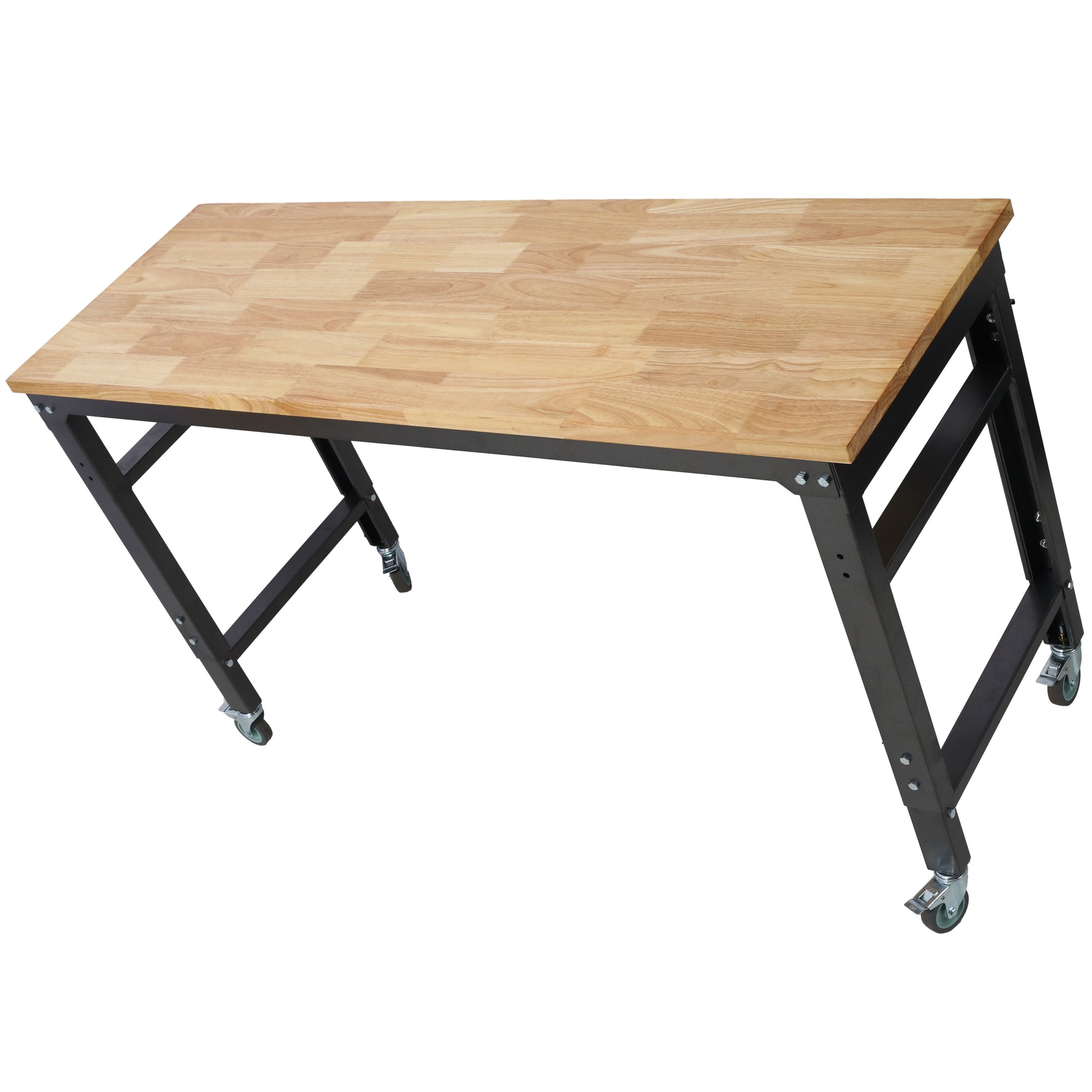 60" Rolling Adjustable Workbench, Black Hammertone workshop project bench