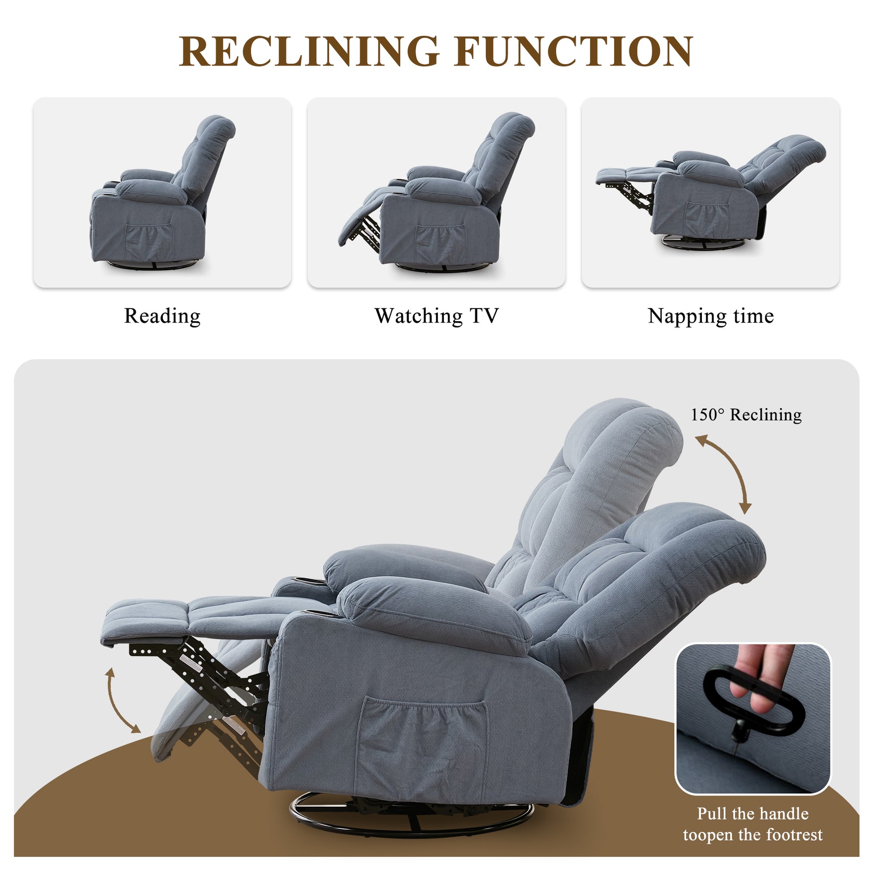 Kneading Massage Rocker Recliner with 4-Point 3D Kneading detail image 8