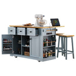 53 in. Farmhouse Kitchen Island with Power Outlet & Stools product view 69