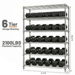 6-Tier Adjustable Wire Shelving Unit, 2100 lb Capacity for workshop, garage, storage, or utility use